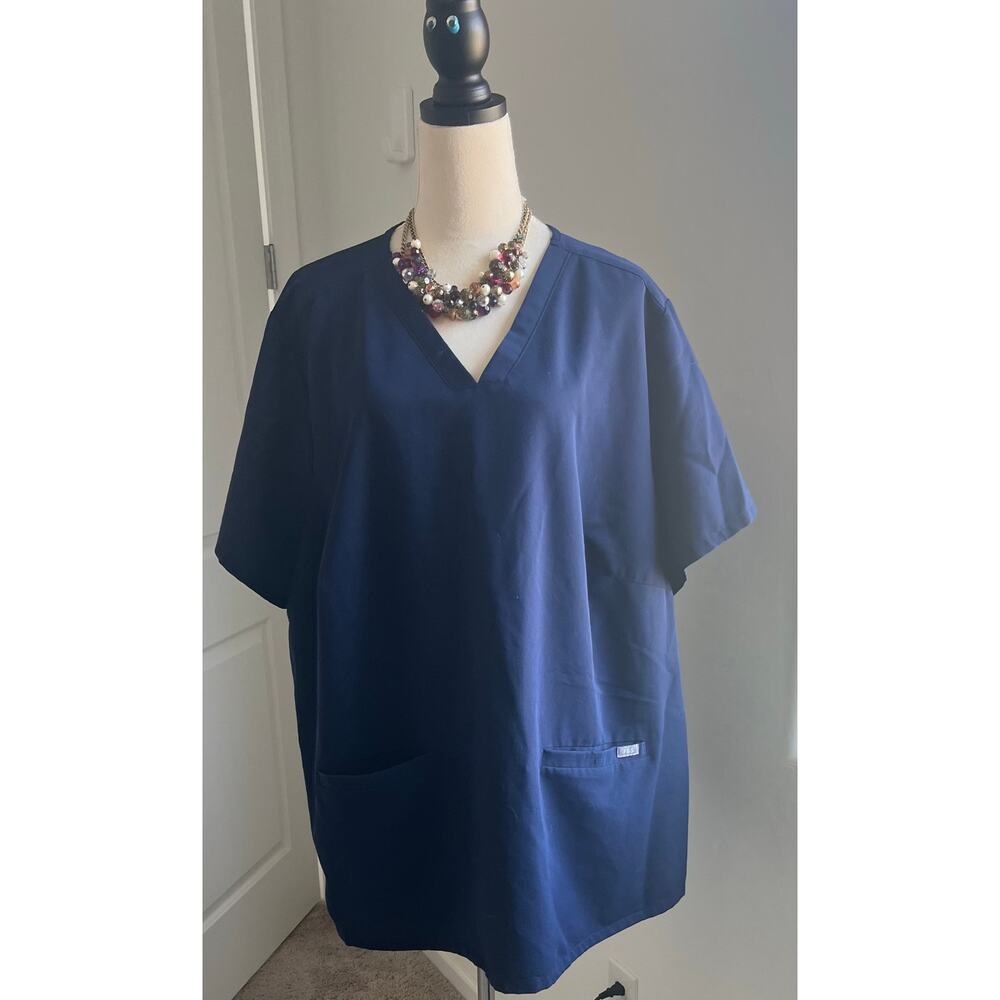 FIGS Scrubs 2 Hip Pockets Navy Blue Technical Collection Short Sleeve 6XL